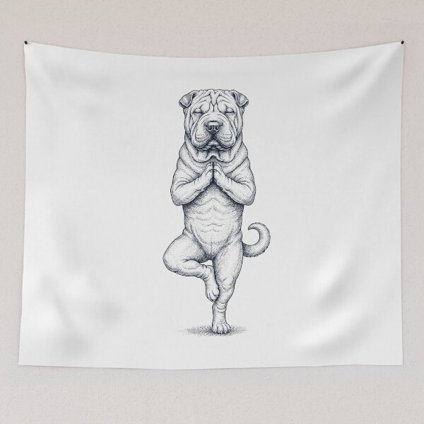 Item preview, Vintage Chinese Shar Pei Yoga Tree Pose Dog Mom Lover designed and sold by TerryConnells.