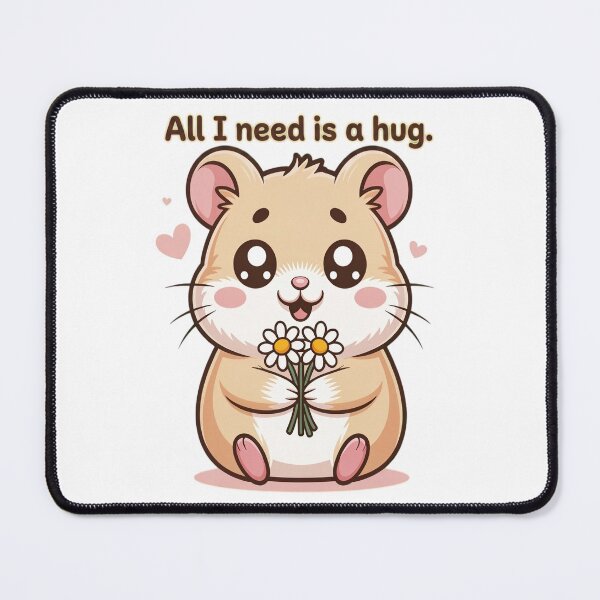 Item preview, All I Need Is A Hug Cute Kawaii Hamster Flowers Wholesome Art designed and sold by AlexandraSand.