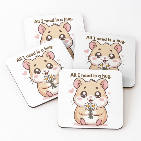 Item preview, All I Need Is A Hug Cute Kawaii Hamster Flowers Wholesome Art designed and sold by AlexandraSand.