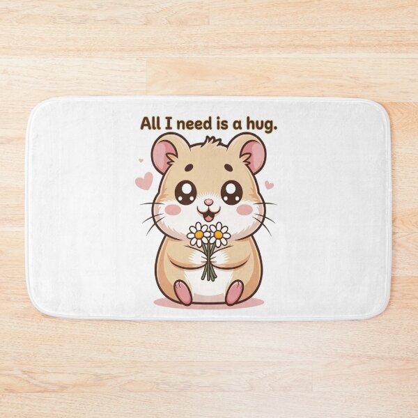 Item preview, All I Need Is A Hug Cute Kawaii Hamster Flowers Wholesome Art designed and sold by AlexandraSand.