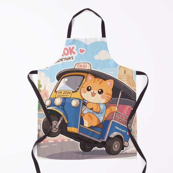 Item preview, Bangkok Tuk Tuk Cat Kawaii Thailand Travel Illustration designed and sold by Muri Neko.