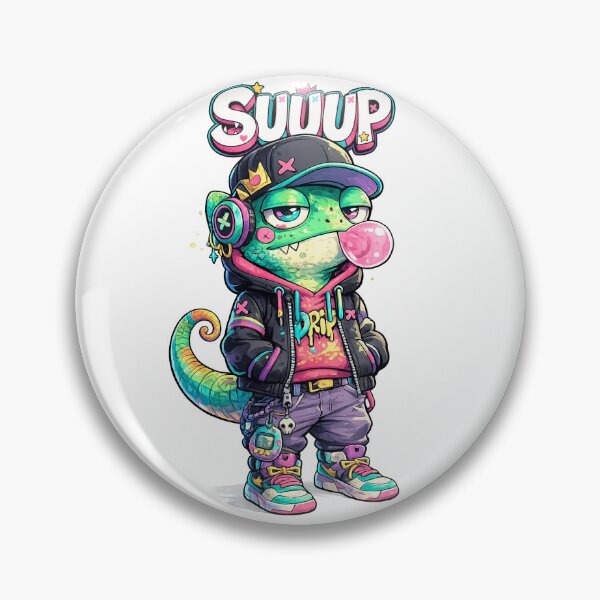 Item preview, Neon Chameleon Streetwear Vinyl Figure - Y2K Aesthetic designed and sold by InkTheFox.