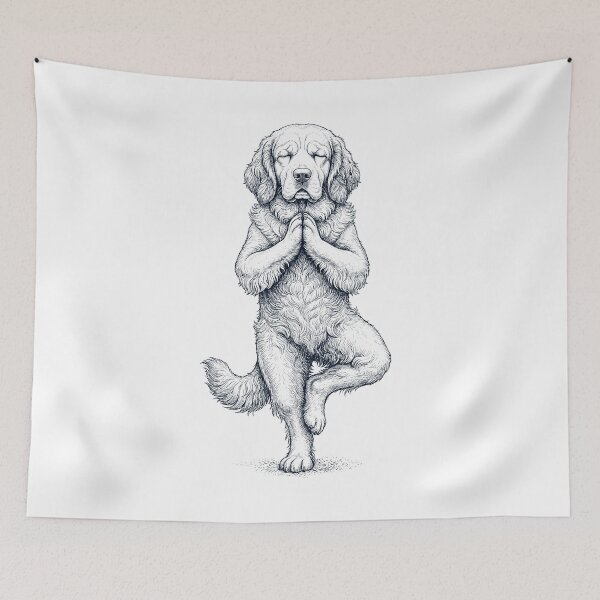 Item preview, Vintage Clumber Spaniel Yoga Tree Pose Dog Mom Lover designed and sold by TerryConnells.
