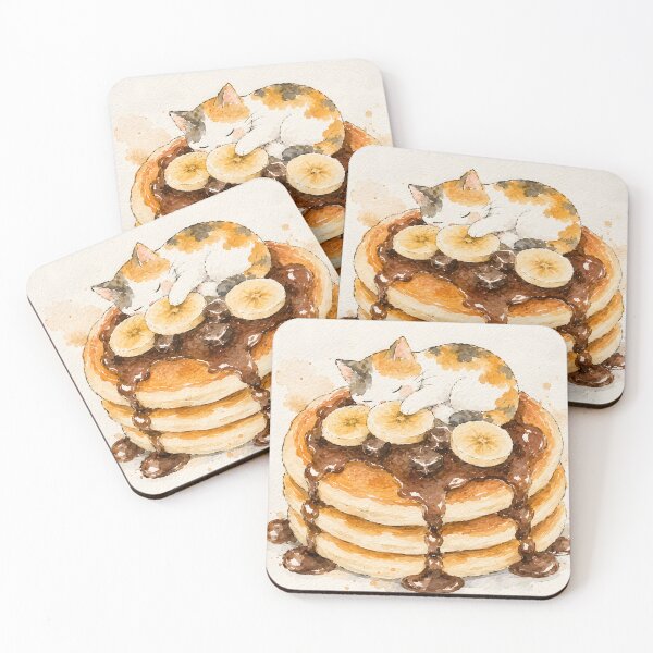 Item preview, A Sleeping Cat on Banana Chocolate Pancakes designed and sold by PinkDream Studio.