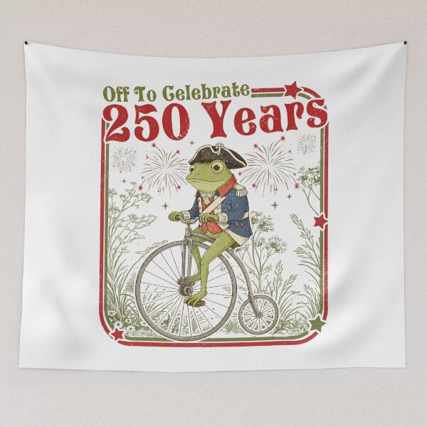 Item preview, Off to Celebrate 250 Years ,USA 250 Anniversary Funny Frog designed and sold by BlightedArt.