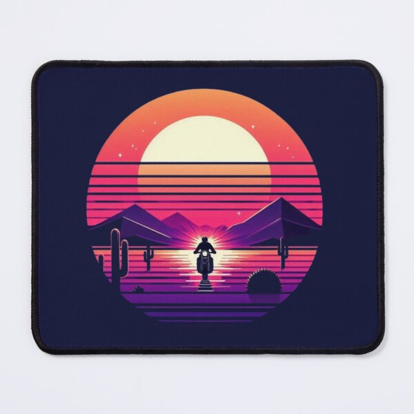 Item preview, Neon Sunset Ride – Retro Motorcycle Design designed and sold by Dogandesighn.
