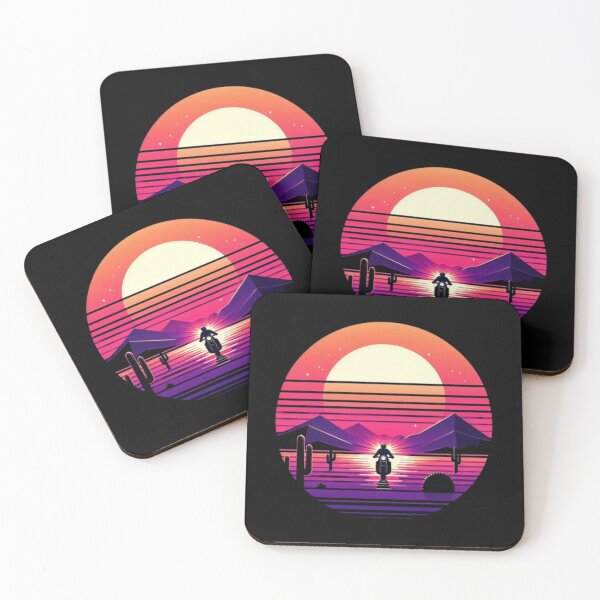 Item preview, Neon Sunset Ride – Retro Motorcycle Design designed and sold by Dogandesighn.