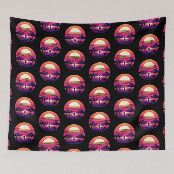 Item preview, Neon Sunset Ride – Retro Motorcycle Design designed and sold by Dogandesighn.