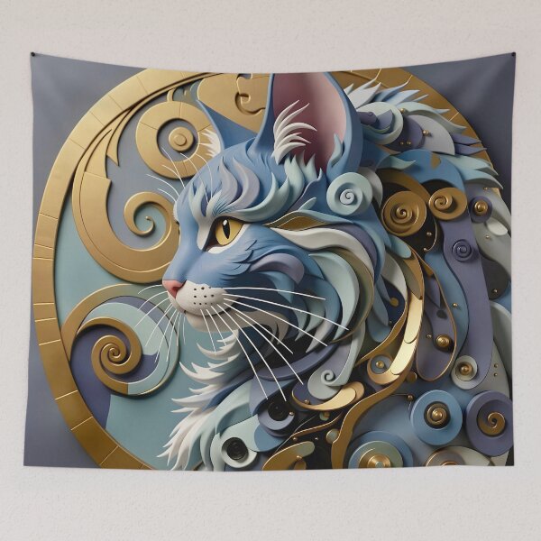 Item preview, Gustav Klimt Cat in Blue and Gold designed and sold by Vicky Brago-Mitchell®.