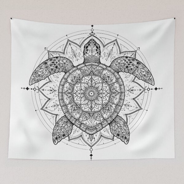 Item preview, Sacred Turtle Mandala Geometric Line Art designed and sold by suryabumblee.
