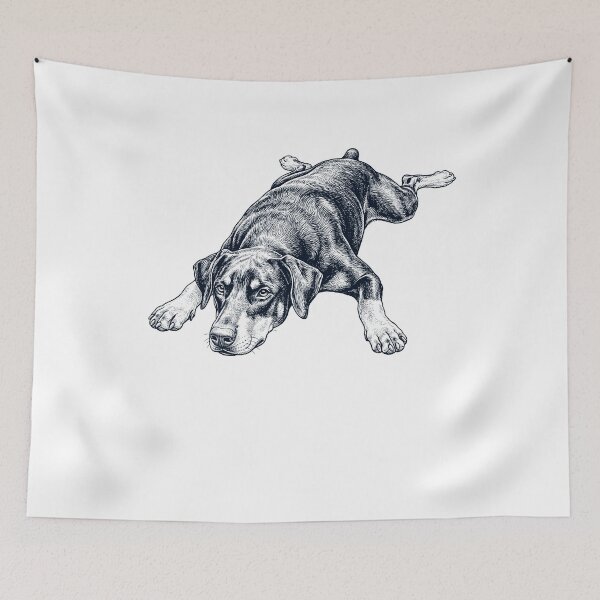 Item preview, Vintage Doberman Pinscher Splooting Dog Mom Dad Lover designed and sold by DoodleTortle.