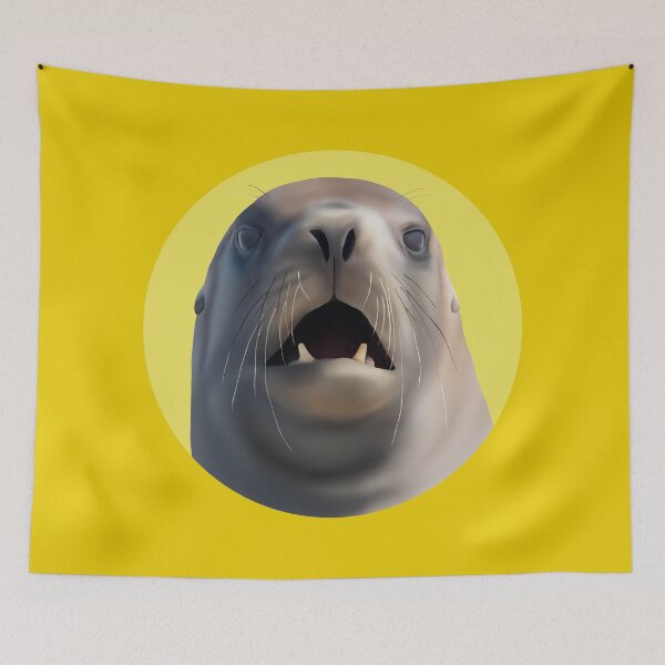 Item preview, Shocked Whakahao (Male New Zealand Sea Lion) on Yellow designed and sold by GivernyKate.