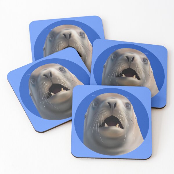 Item preview, Shocked Whakahao (Male New Zealand Sea Lion) on Blue designed and sold by GivernyKate.