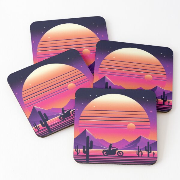 Item preview, Neon Sunset Ride – Retro Motorcycle Design designed and sold by Dogandesighn.