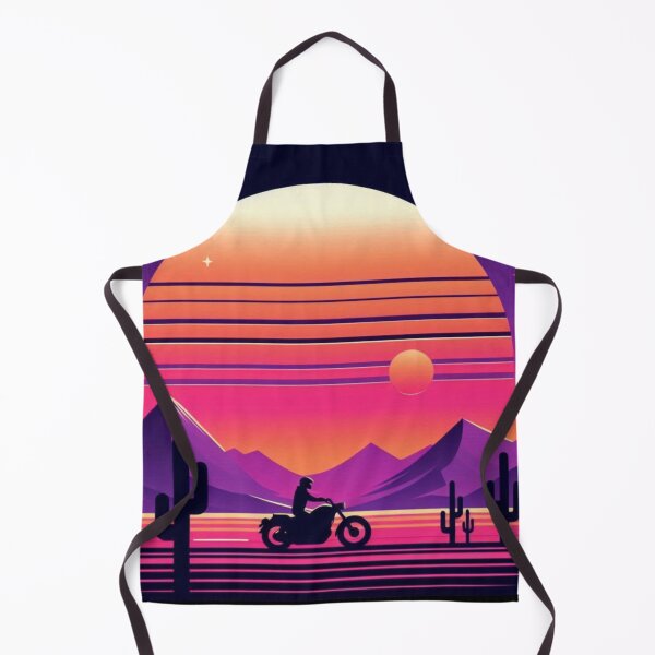 Item preview, Neon Sunset Ride – Retro Motorcycle Design designed and sold by Dogandesighn.