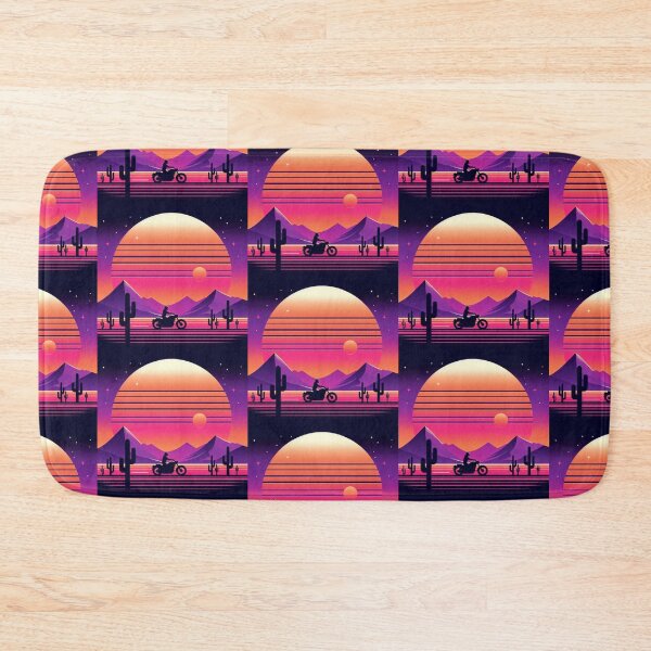 Item preview, Neon Sunset Ride – Retro Motorcycle Design designed and sold by Dogandesighn.