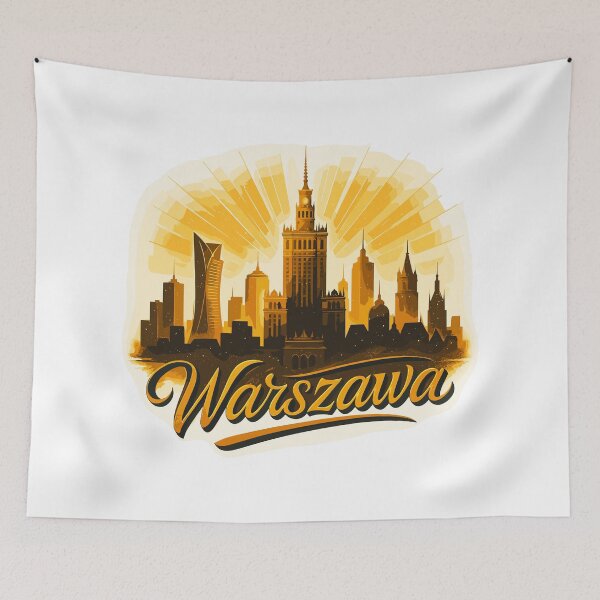 Item preview, Warszawa Skyline Gold – Modern Epic Design designed and sold by Pineapple-Tree.