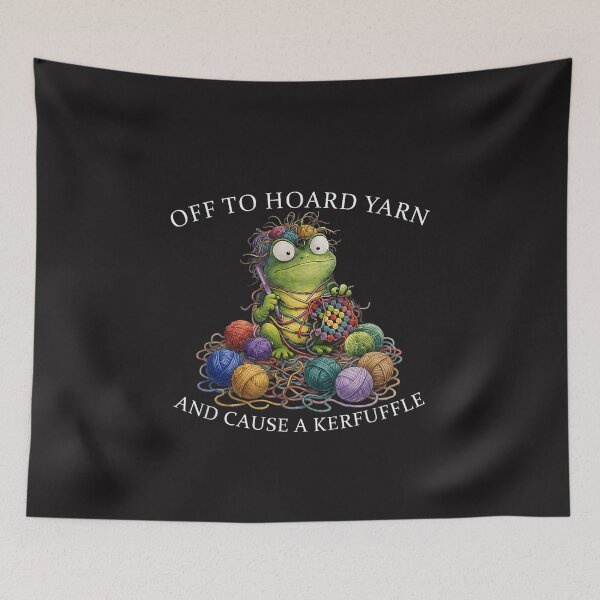 Item preview, Funny Yarn Lover Frog Crochet Knitting Retro Craft Design designed and sold by kiralynstration.