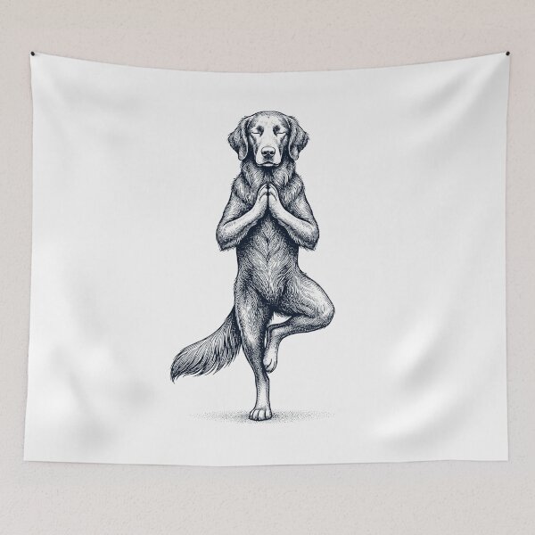 Item preview, Vintage Flat Coated Retriever Yoga Tree Pose Dog Mom Lover designed and sold by TerryConnells.