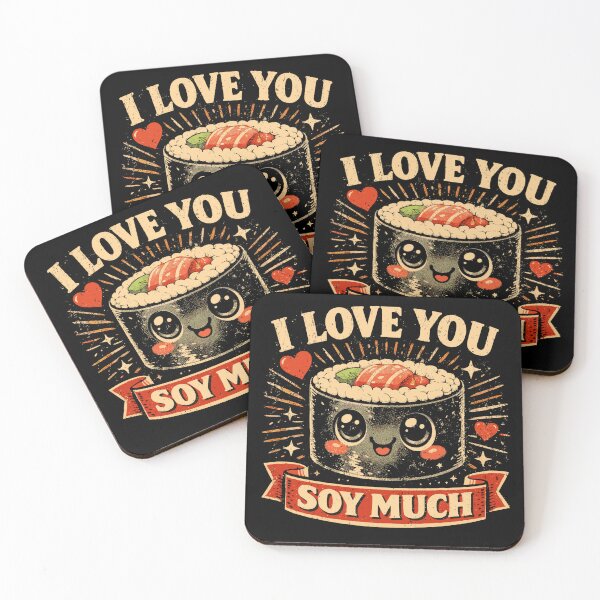 Item preview, Kawaii Sushi Retro Design - I Love You Soy Much designed and sold by Pineapple-Tree.