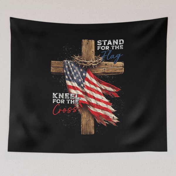 Item preview, Stand For The Flag Kneel For The Cross Patriotic Christian Art designed and sold by MontyCarolina.