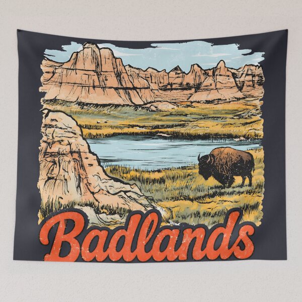 Item preview, Badlands National Park Colorful Landscape Cute Bison designed and sold by HowToCanadian.