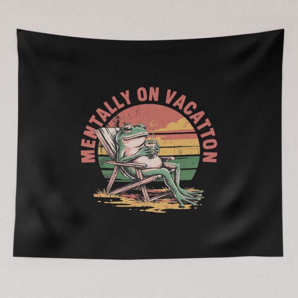 Item preview, Mentally On Vacation Frog Vintage Retro Nature Aesthetic designed and sold by mikoala50.