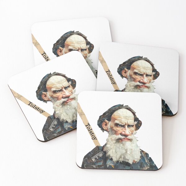 Item preview, Leo Tolstoy – Literary Collage Portrait Art Print | Russian Literature War and Peace Poster designed and sold by OzzFrequency.