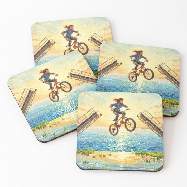 Item preview, Man Jumping on Bike at Sunset designed and sold by M-Y-A-R-T-.