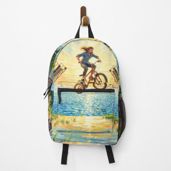 Item preview, Man Jumping on Bike at Sunset designed and sold by M-Y-A-R-T-.
