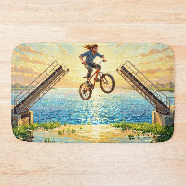 Item preview, Man Jumping on Bike at Sunset designed and sold by M-Y-A-R-T-.