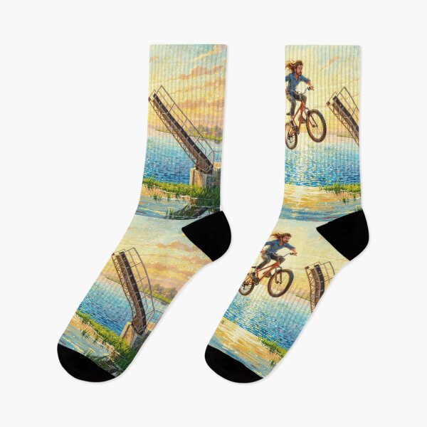Item preview, Man Jumping on Bike at Sunset designed and sold by M-Y-A-R-T-.
