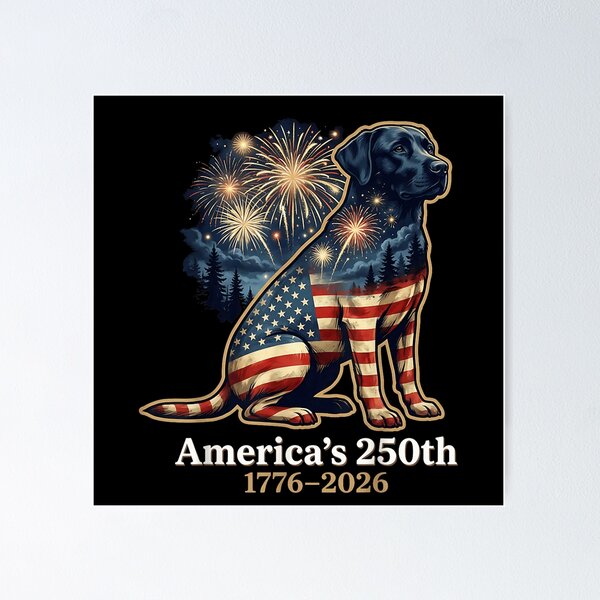 Item preview, America 250th Anniversary 1776 To 2026 Patriotic Labrador Retriever Dog Art designed and sold by CaosticDomes.