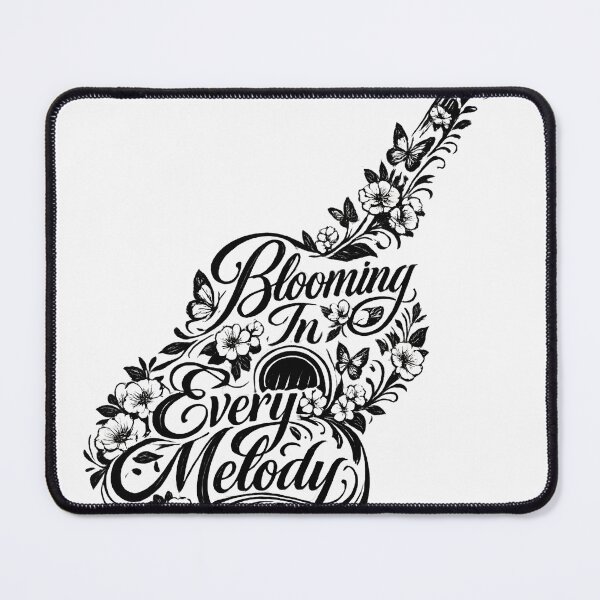 Item preview, Blooming In Every Melody Guitar Floral Butterfly Calligraphy T-Shirt designed and sold by XxZainStylexX.