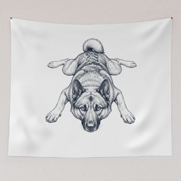 Item preview, Vintage Norwegian Elkhound Splooting Dog Mom Dad Lover designed and sold by DoodleTortle.