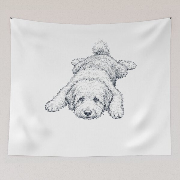 Item preview, Vintage Old English Sheepdog Splooting Dog Mom Dad Lover designed and sold by DoodleTortle.