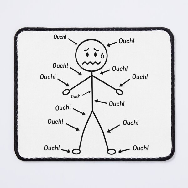 Item preview, Ouch Ouch Ouch Funny Full Body Pain Stickman Retro Humor Design  designed and sold by kiralynstration.
