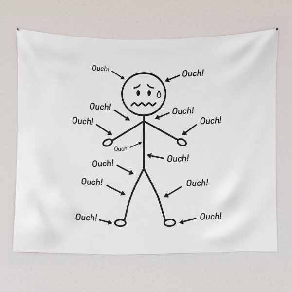 Item preview, Ouch Ouch Ouch Funny Full Body Pain Stickman Retro Humor Design  designed and sold by kiralynstration.