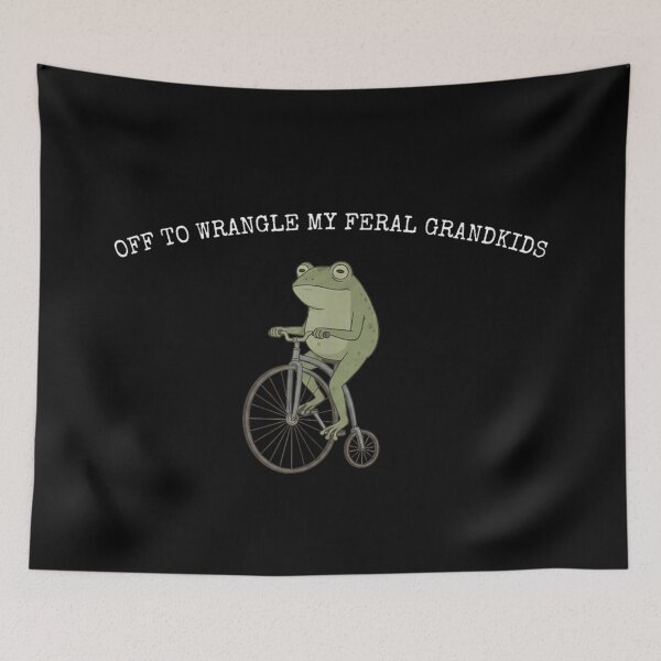 Item preview, Off To Wrangle My Feral Grandkids Funny Frog On A Bicycle designed and sold by CaosticDomes.