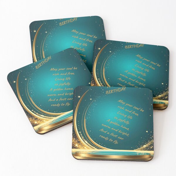 Item preview, Luxury Happy Birthday Card – Gold and Teal Dreamy Design with Inspirational Wishes designed and sold by ManiPopi998877.