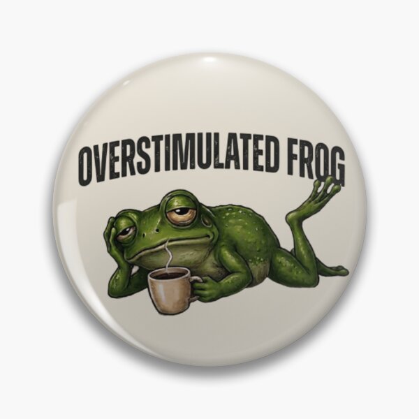 Item preview, Overstimulated Frog Retro Funny Mental Health Introvert Coffee Lover Gift designed and sold by ZyxDes.