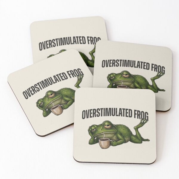 Item preview, Overstimulated Frog Retro Funny Mental Health Introvert Coffee Lover Gift designed and sold by ZyxDes.