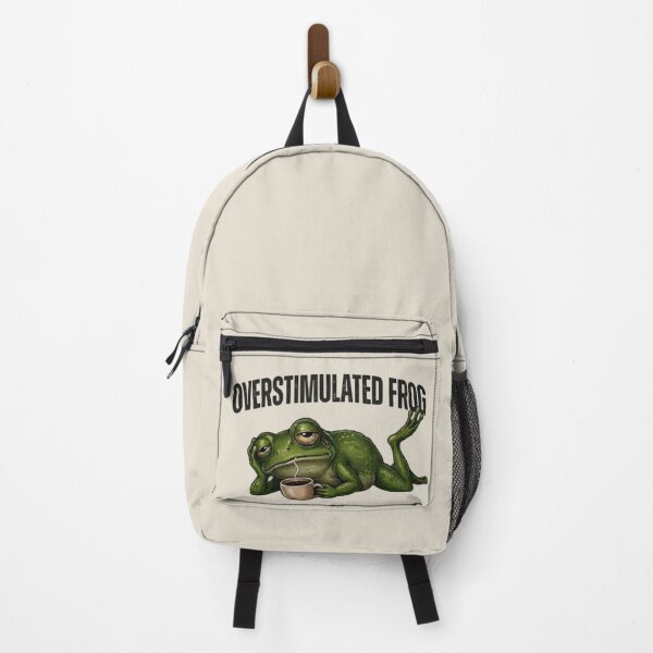 Item preview, Overstimulated Frog Retro Funny Mental Health Introvert Coffee Lover Gift designed and sold by ZyxDes.