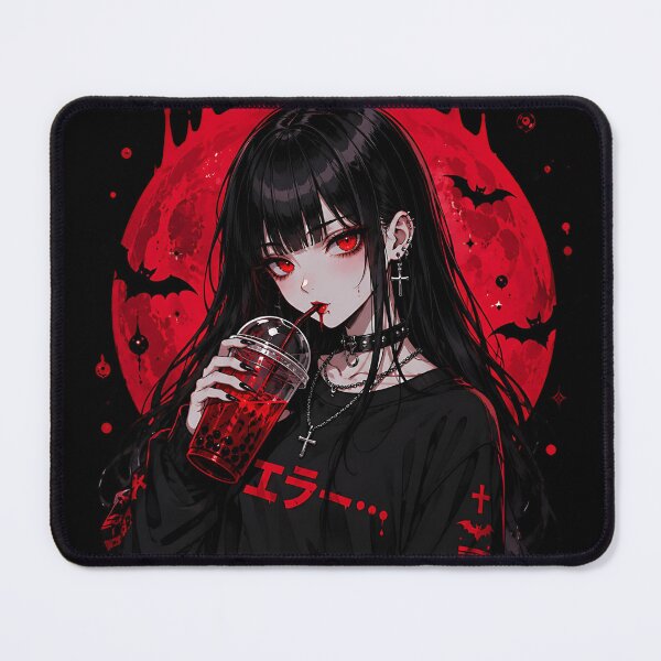 Item preview, Goth Vampire Girl Drinking Bubble Tea designed and sold by HeyChickasClubX.