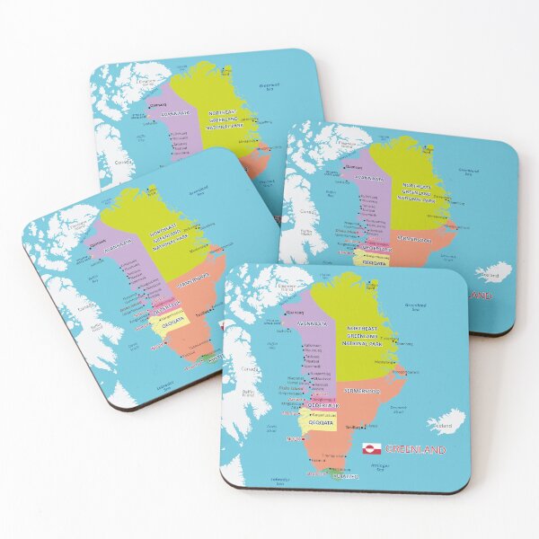 Item preview, Greenland Political Map - Detailed Administrative Map with Flag designed and sold by alijun.