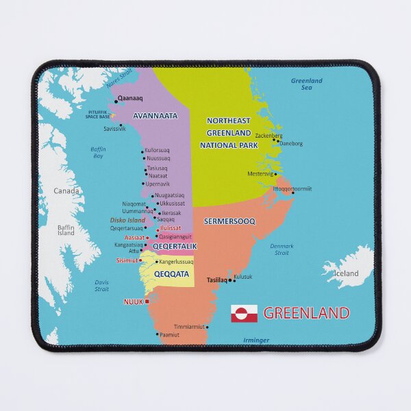 Item preview, Greenland Political Map - Detailed Administrative Map with Flag designed and sold by alijun.