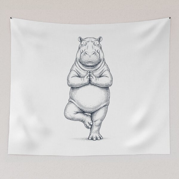 Item preview, Vintage Hippo Yoga Tree Pose Animal Lover designed and sold by TerryConnells.
