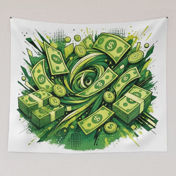 Item preview, Neon Money Vortex – Futuristic Money Art Design in Green designed and sold by Gletschie.