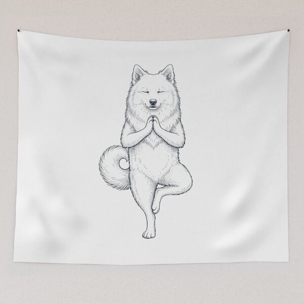 Item preview, Vintage Japanese Spitz Yoga Tree Pose Dog Mom Lover designed and sold by TerryConnells.
