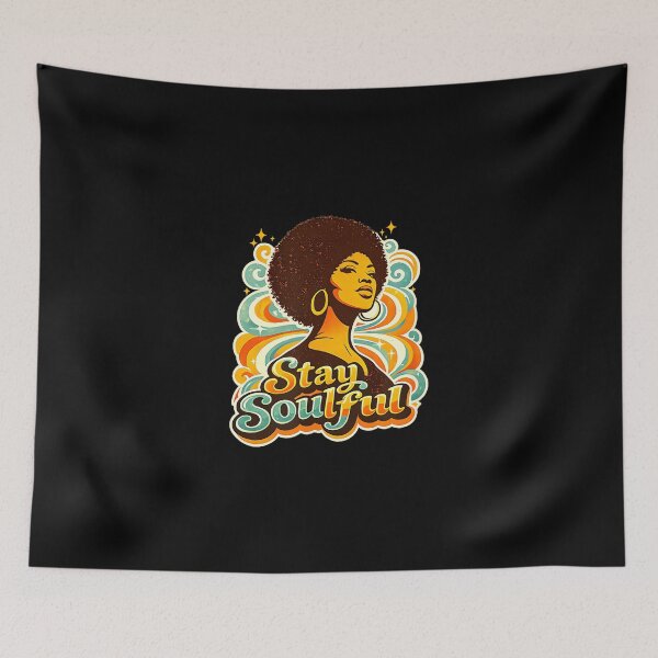 Item preview, Stay Soulful Retro Afro Portrait with Psychedelic Patterns designed and sold by ngan2614387.